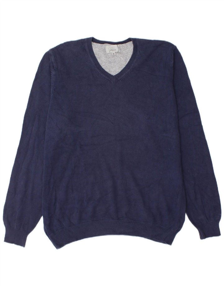Marks & Spencer Mens Regular Fit V-Neck Jumper Sweater Medium Navy Blue
