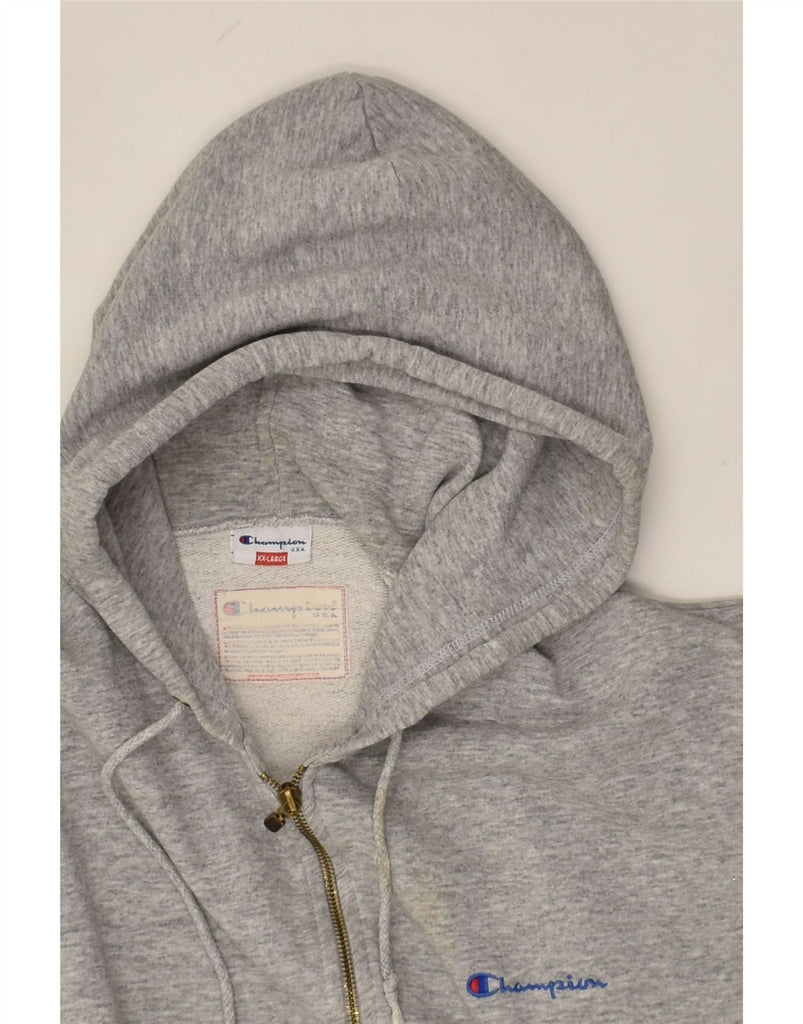 CHAMPION Mens Zip Hoodie Sweater 2XL Grey Cotton | Vintage Champion | Thrift | Second-Hand Champion | Used Clothing | Messina Hembry 