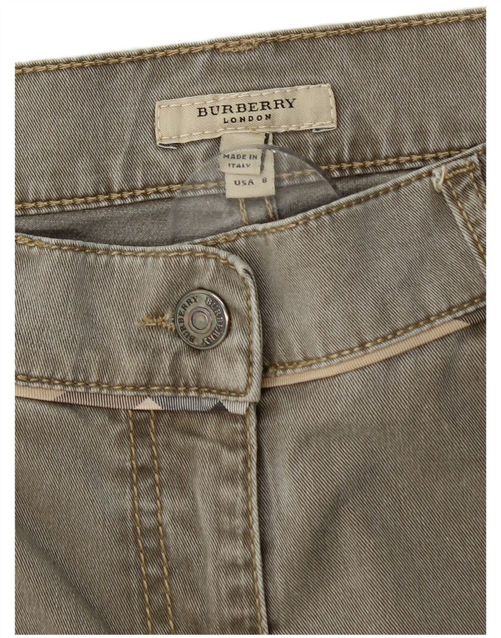 BURBERRY Womens Straight Jeans UK 10 Small W32 L29 Khaki Cotton
