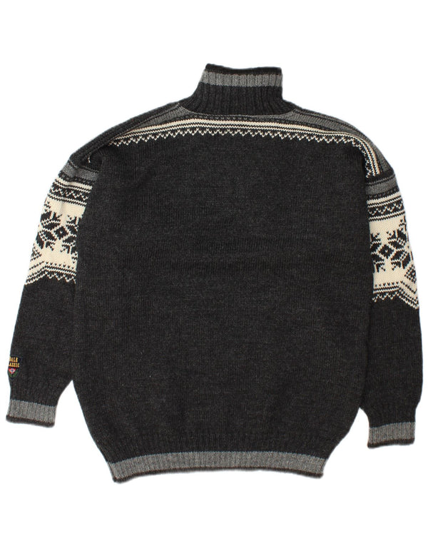 Dale of Norway Mens Zip Neck Jumper Sweater Small Grey Floral Wool