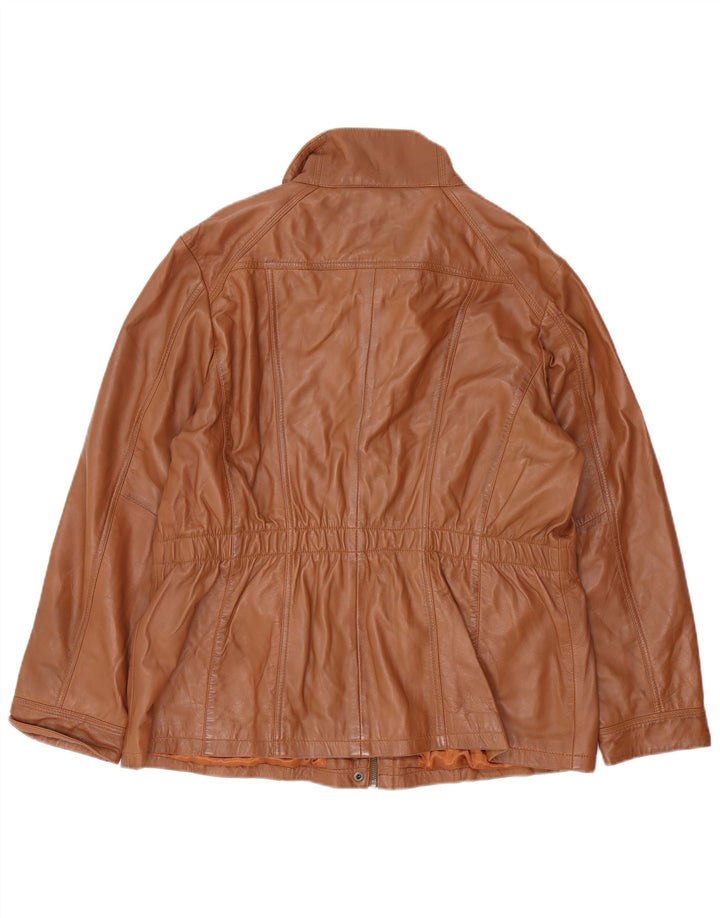 JCC Womens Leather Jacket UK 20 2XL Brown Leather