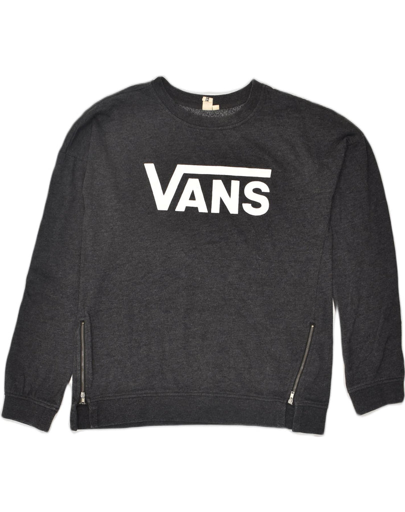 VANS Womens Graphic Sweatshirt Jumper UK 14 Medium Grey Cotton | Vintage Vans | Thrift | Second-Hand Vans | Used Clothing | Messina Hembry 