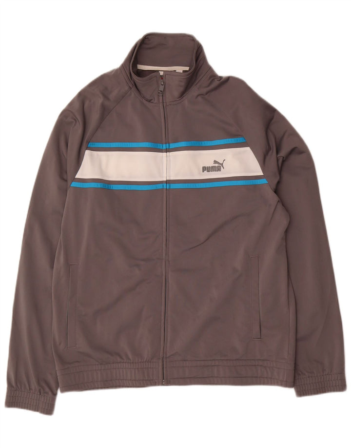 PUMA Mens Tracksuit Top Jacket Medium Grey Colourblock Polyester