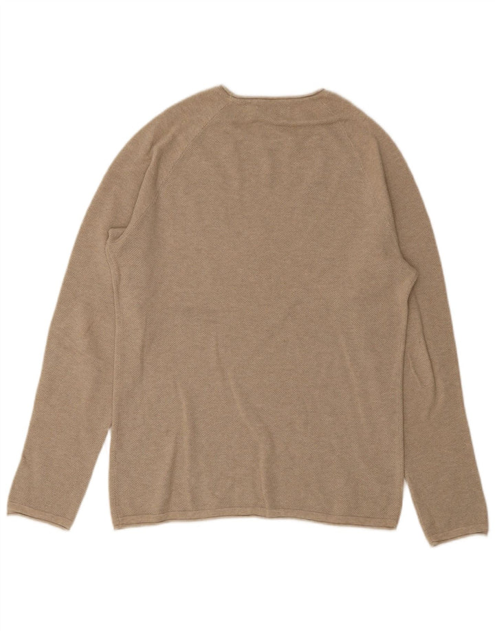 Jack & Jones Mens Boat Neck Jumper Sweater Small Beige