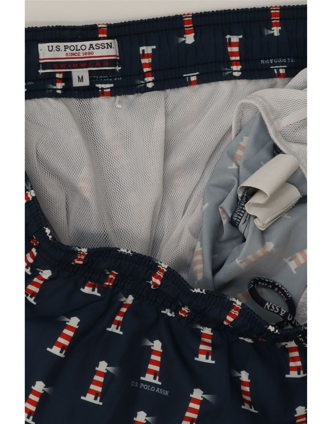 U.S. POLO ASSN. Mens Swimming Shorts Medium Navy Blue Spotted