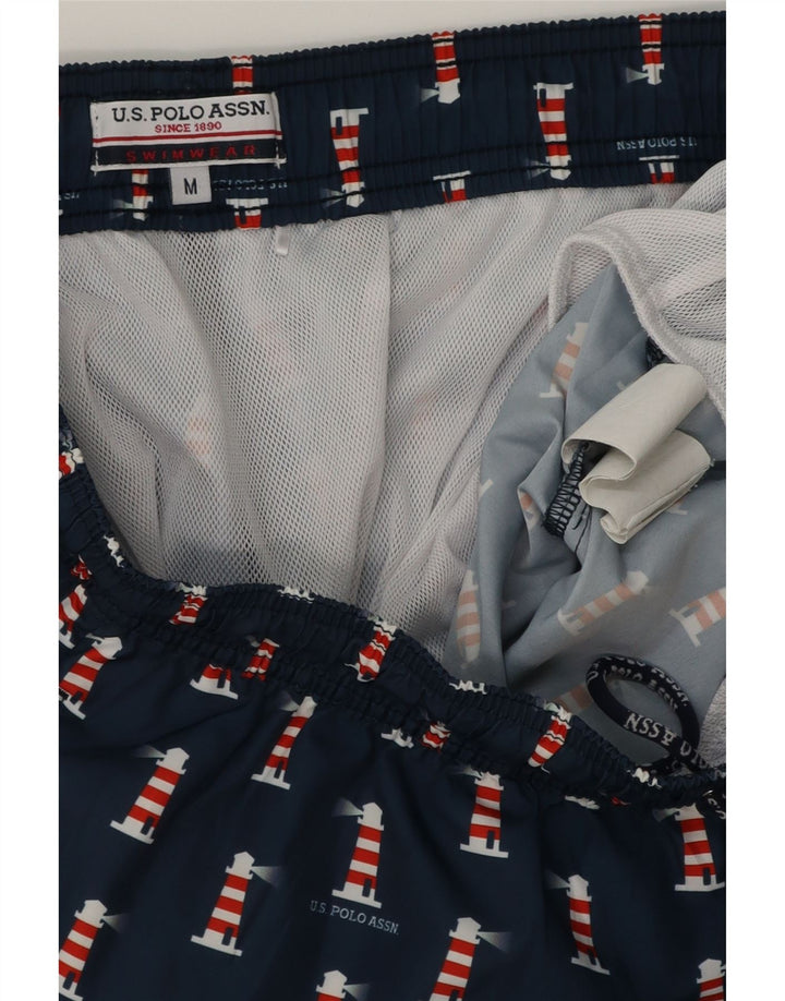 U.S. POLO ASSN. Mens Swimming Shorts Medium Navy Blue Spotted