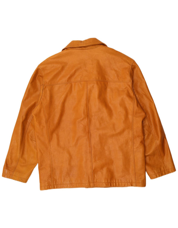 Steve Madden Mens Leather Jacket UK 42 XL Beige Leather