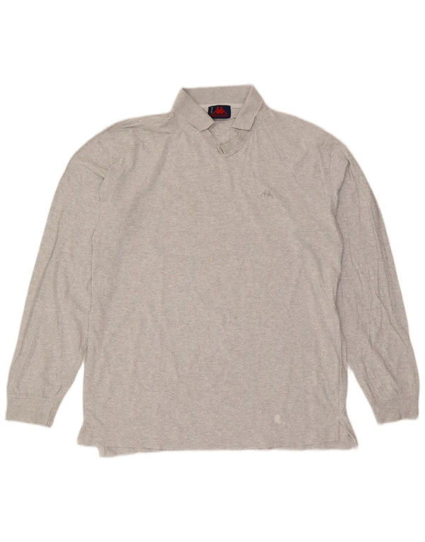 Kappa Mens Long Sleeve Polo Shirt XL Grey Flecked Cotton