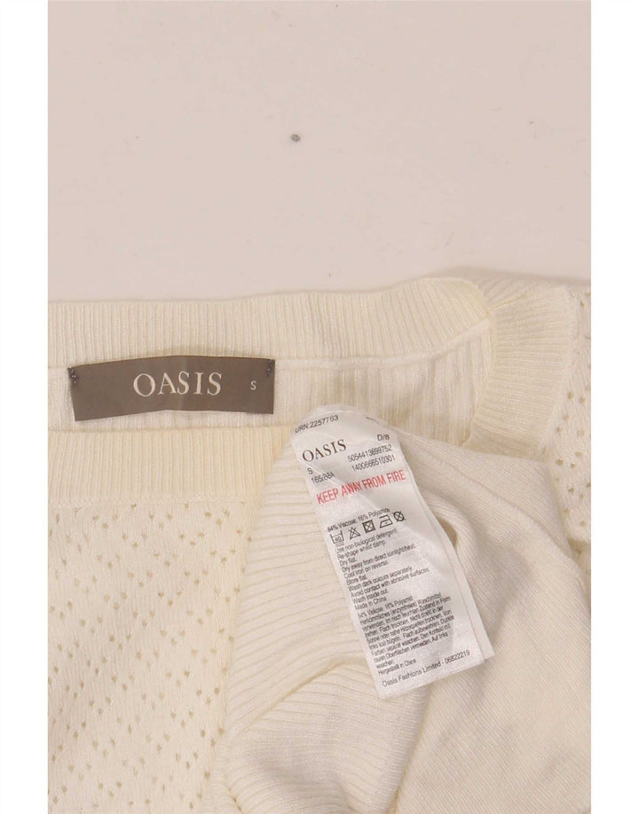 Oasis Womens Oversized Boat Neck Jumper Sweater UK 10 Small White Viscose