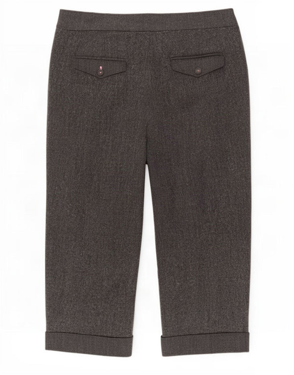 Marks & Spencer Womens Capri Trousers UK 16 Large W38 L22 Grey Herringbone