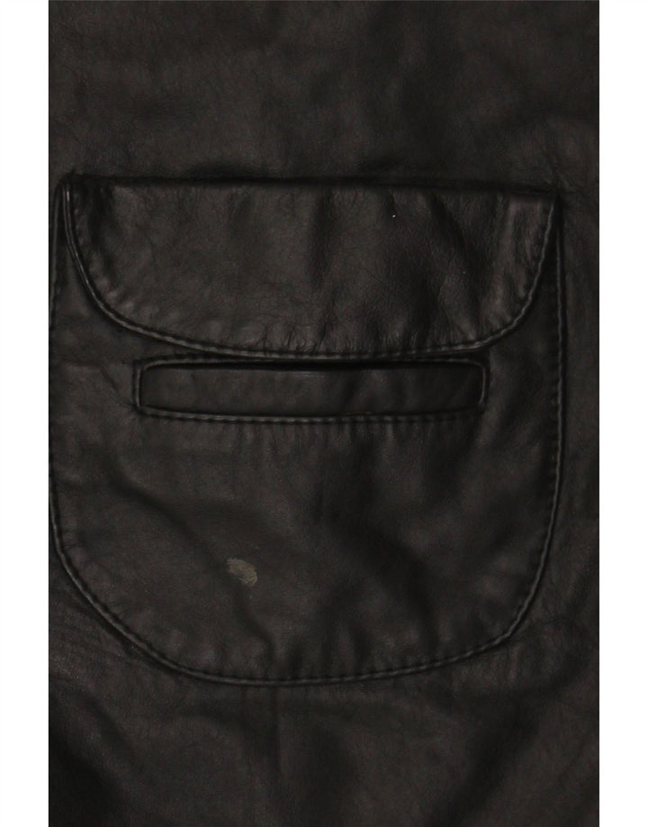 Vintage Womens Leather Gilet UK 14 Medium Black