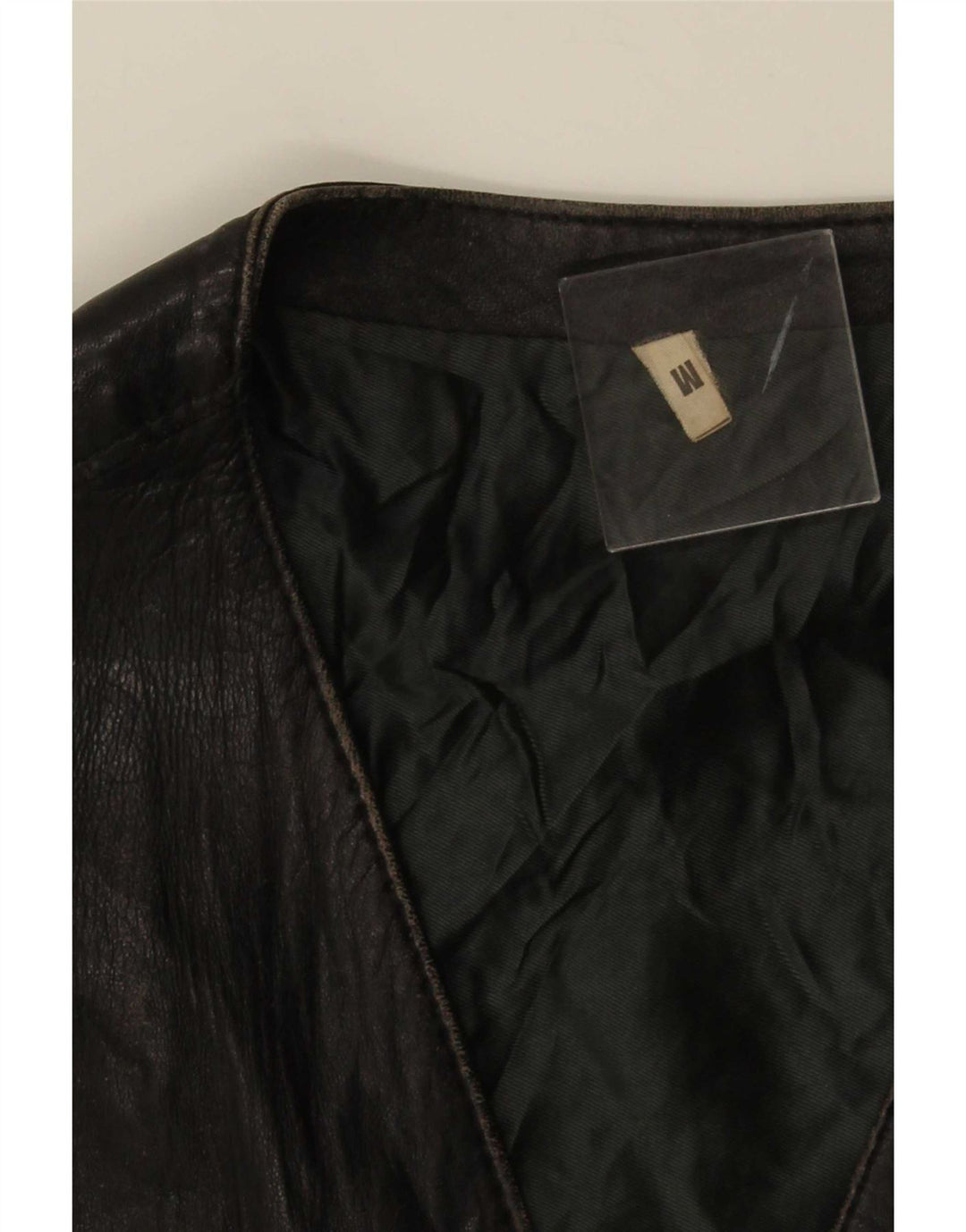 Vintage Mens Leather Waistcoat Medium Black