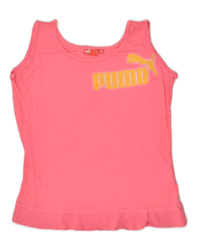 PUMA Womens Graphic Vest Top UK 16 Large Pink Cotton | Vintage Puma | Thrift | Second-Hand Puma | Used Clothing | Messina Hembry 