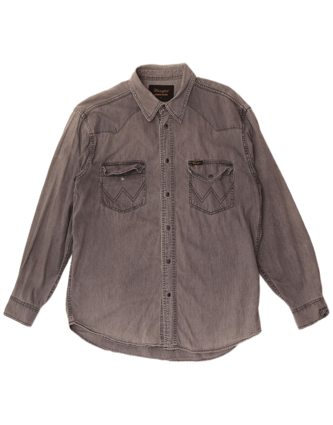 Wrangler Mens Denim Shirt Large Grey Cotton