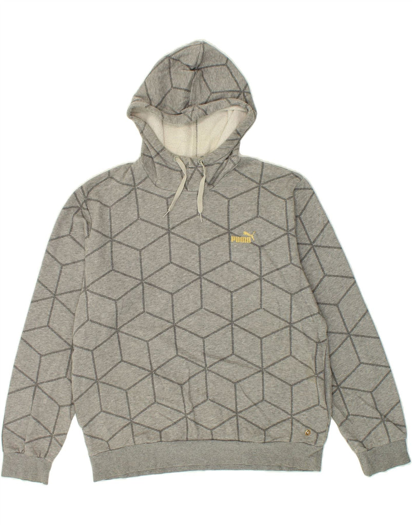 PUMA Mens Hoodie Jumper Large Grey Geometric Cotton Vintage Puma and Second-Hand Puma from Messina Hembry 