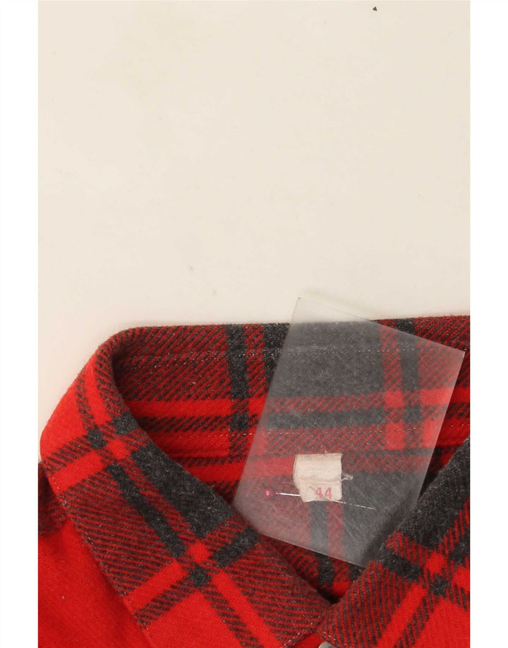 Vintage Mens Flannel Shirt Size 44 XL Red Plaid Wool
