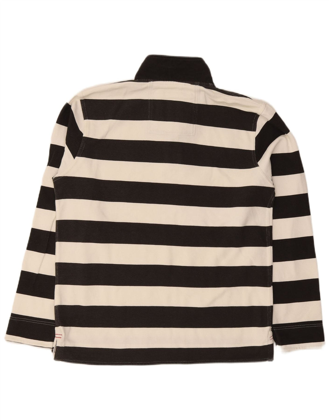 Crew Clothing Mens Zip Neck Sweatshirt Jumper Medium Black Striped Cotton