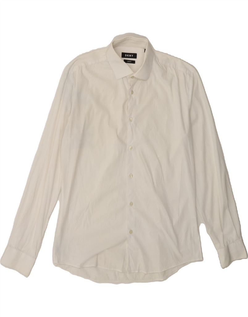 DKNY Mens Slim Fit Shirt Size 40 5 16 Large White Vintage Dkny and Second-Hand Dkny from Messina Hembry 