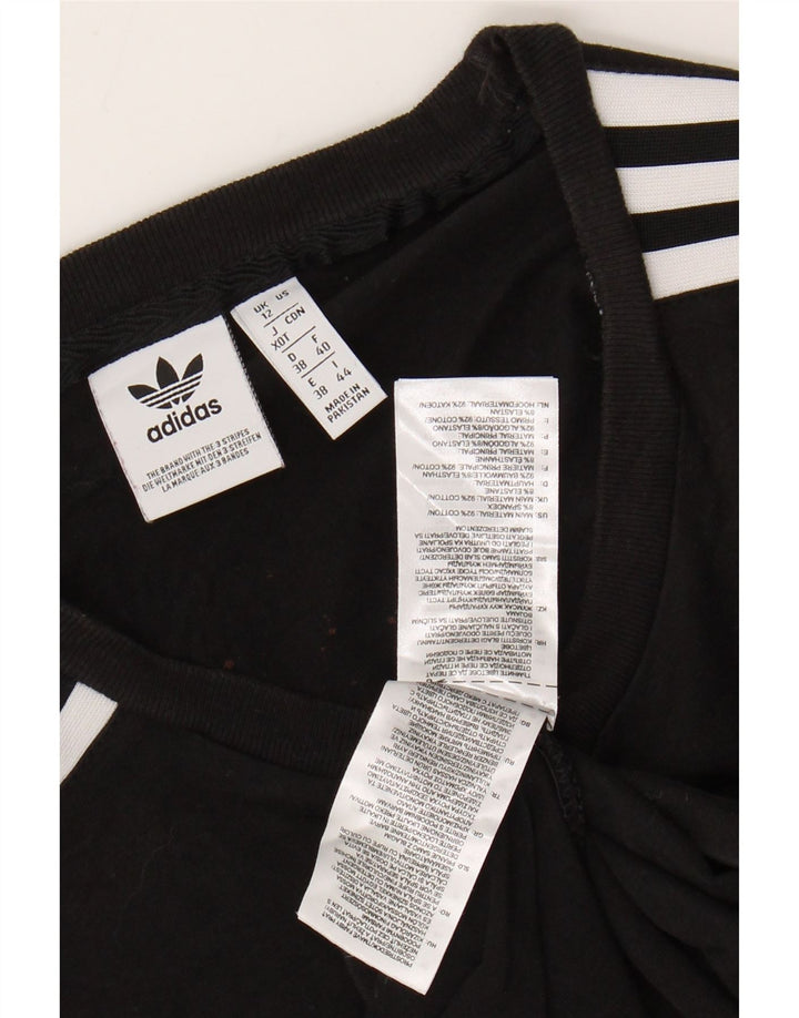 ADIDAS Womens T-Shirt Top UK 12 Medium Black Cotton