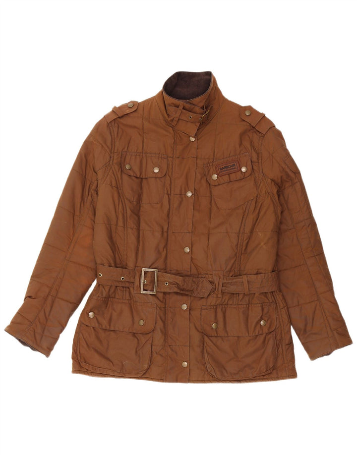 BARBOUR Womens Military Waxed Cotton Jacket UK 16 Large Brown Cotton