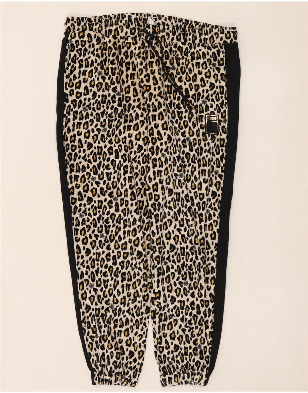 PUMA Womens Tracksuit Trousers Joggers UK 14 Medium  Black Animal Print