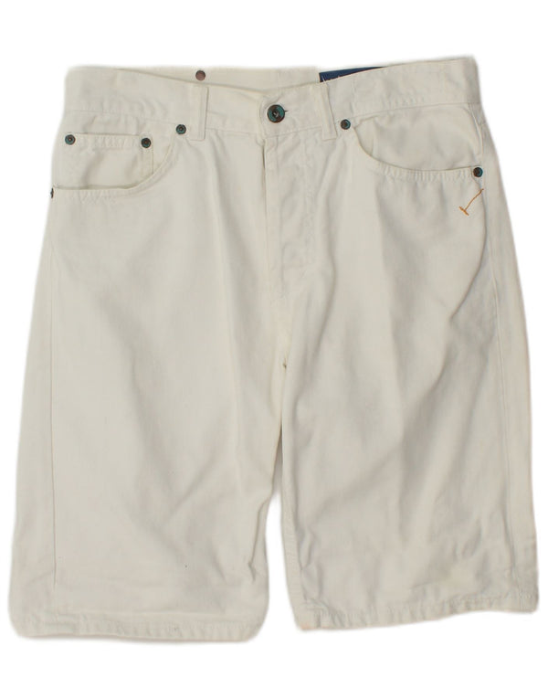 Vintage Mens Denim Shorts W32 Medium Off White Cotton