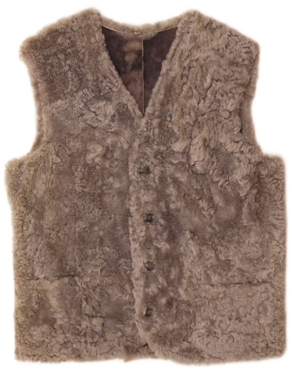Vintage Mens Faux Fur Gilet IT 56 3XL Grey