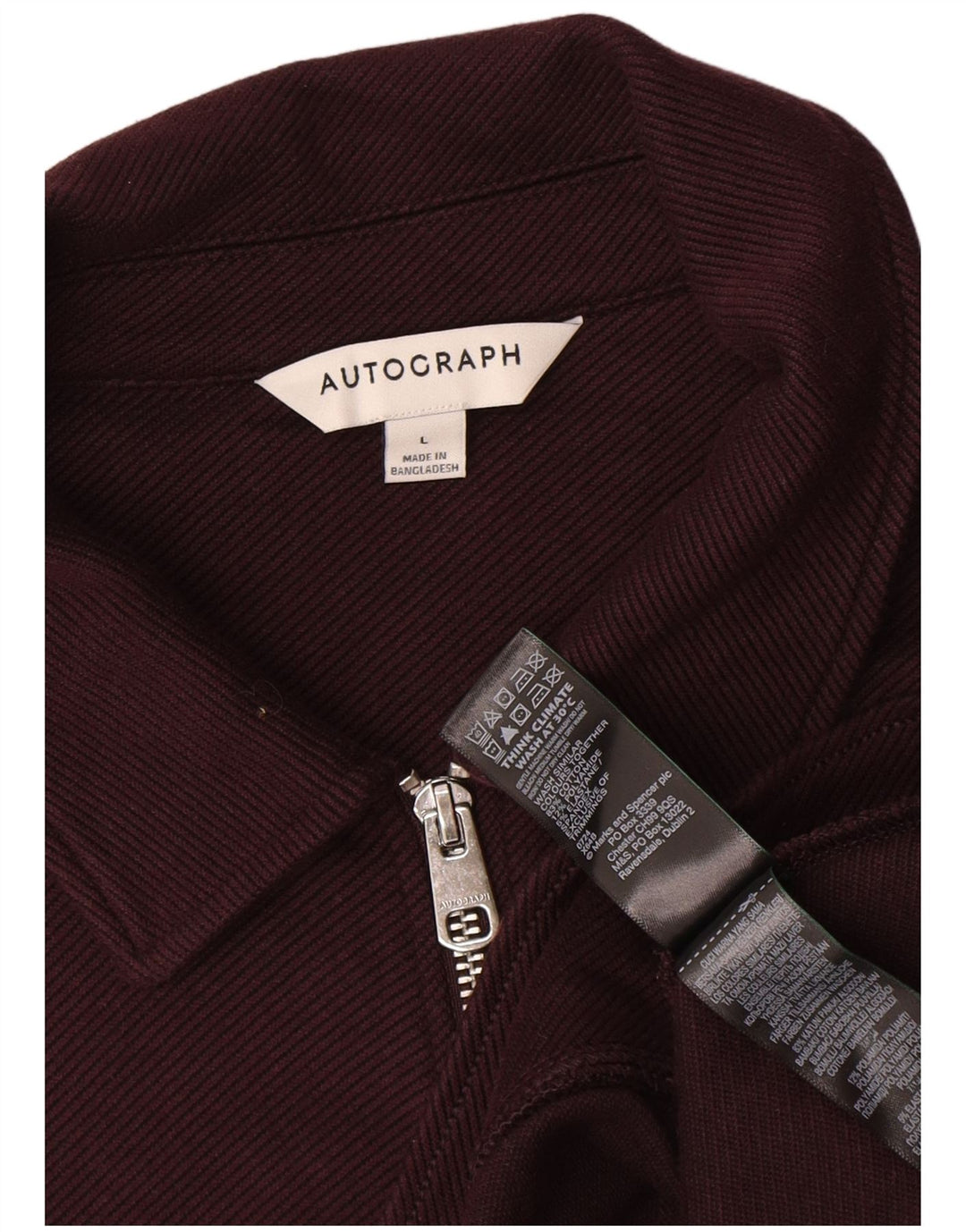 Marks & Spencer Mens Autograph Bomber Jacket UK 40 Large Burgundy Cotton