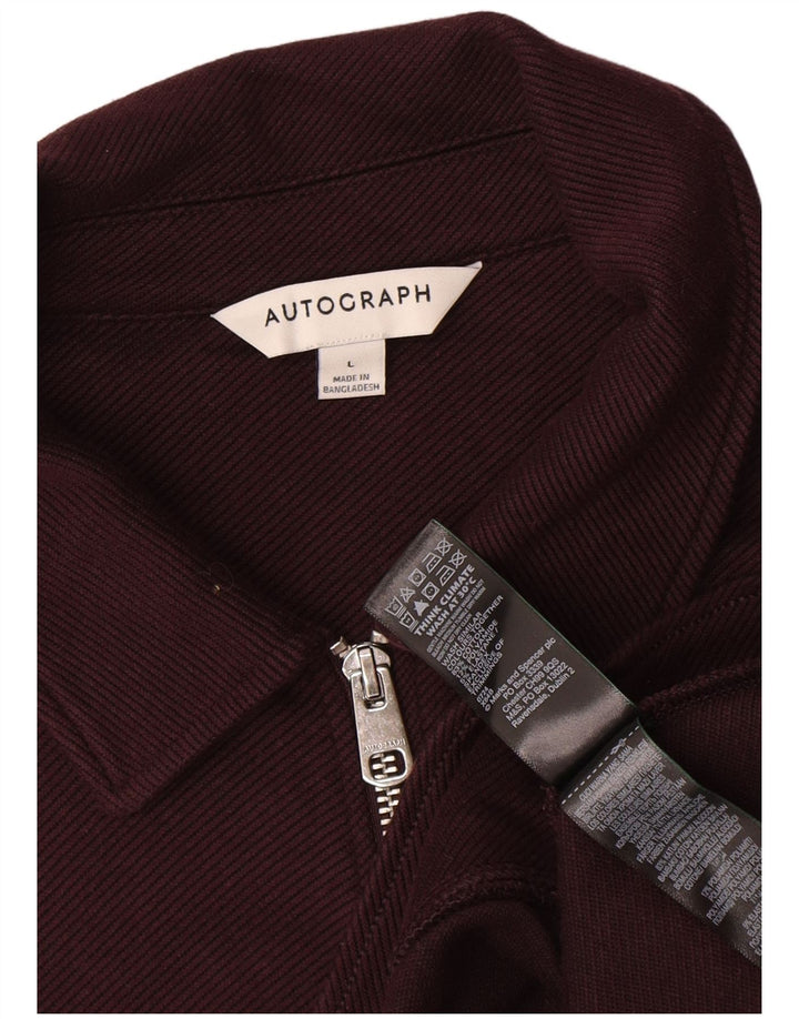 Marks & Spencer Mens Autograph Bomber Jacket UK 40 Large Burgundy Cotton
