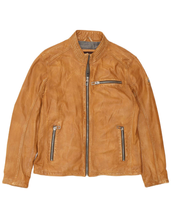 MILESTONE Mens Leather Jacket UK 40 Large Beige Leather