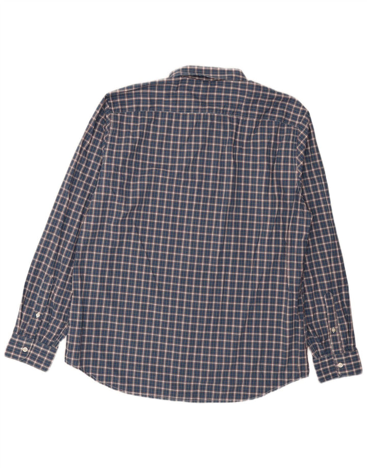 Benetton Mens Shirt 2XL Navy Blue Check Cotton