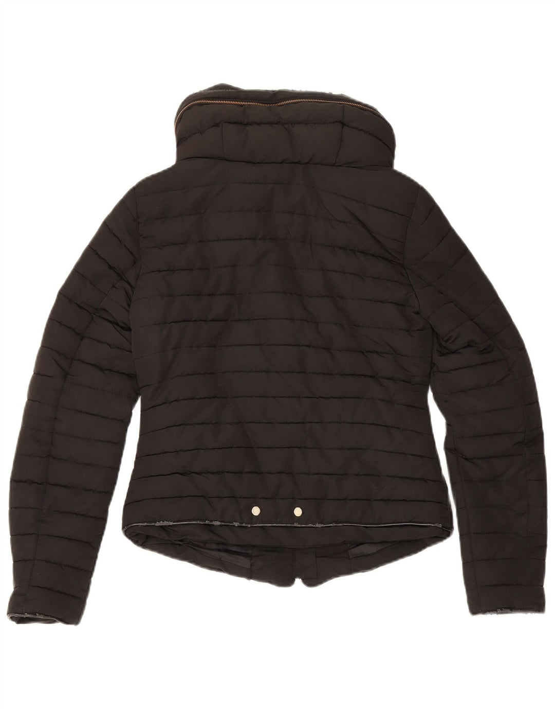 Zara Womens Hooded Padded Jacket UK 10 Small Black Polyester