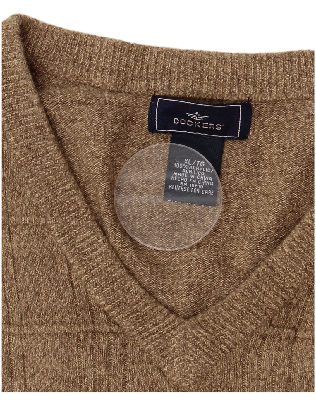 Dockers Mens Vest Tank Top XL Brown Acrylic