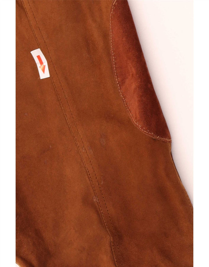 Vintage Mens Suede Bomber Jacket IT 62 5XL Beige Leather