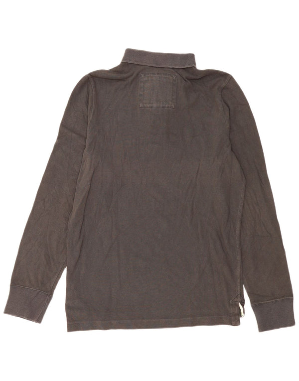 Abercrombie & Fitch Mens Long Sleeve Polo Shirt 2XL Grey Cotton