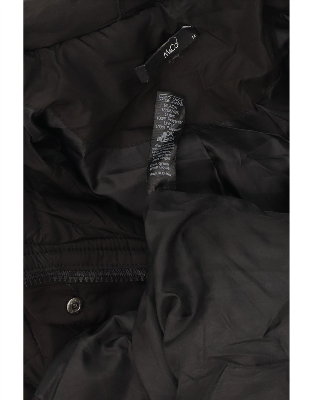 M&Co Womens Hooded Windbreaker Coat UK 14 Medium Black Polyester