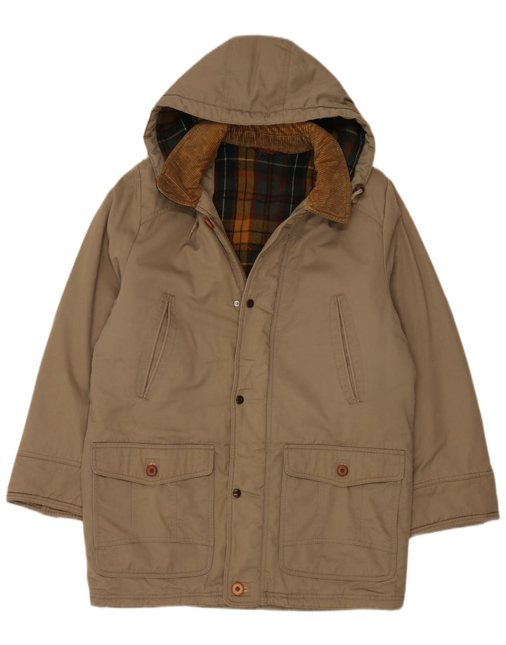 Faciba Mens Hooded Overcoat IT 54 2XL Khaki Polyester