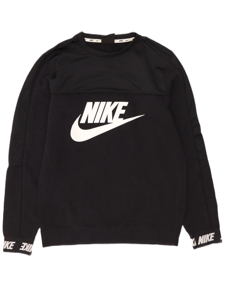 NIKE Mens Graphic Sweatshirt Jumper Small Black Cotton