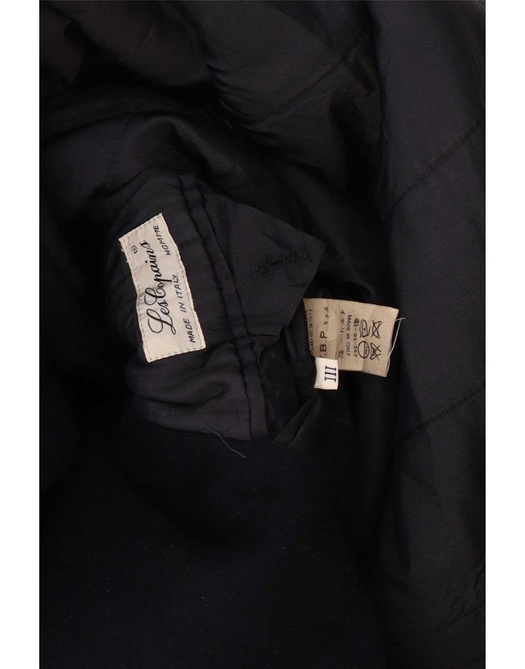 Les Copains Mens Double Breasted Coat UK 36 Small Navy Blue Wool
