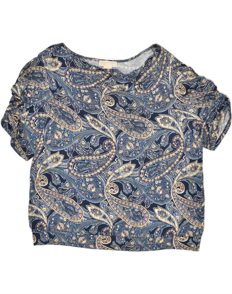 MICHAEL KORS Womens Blouse Top UK 22 3XL Navy Blue Paisley Rayon | Vintage Michael Kors | Thrift | Second-Hand Michael Kors | Used Clothing | Messina Hembry 