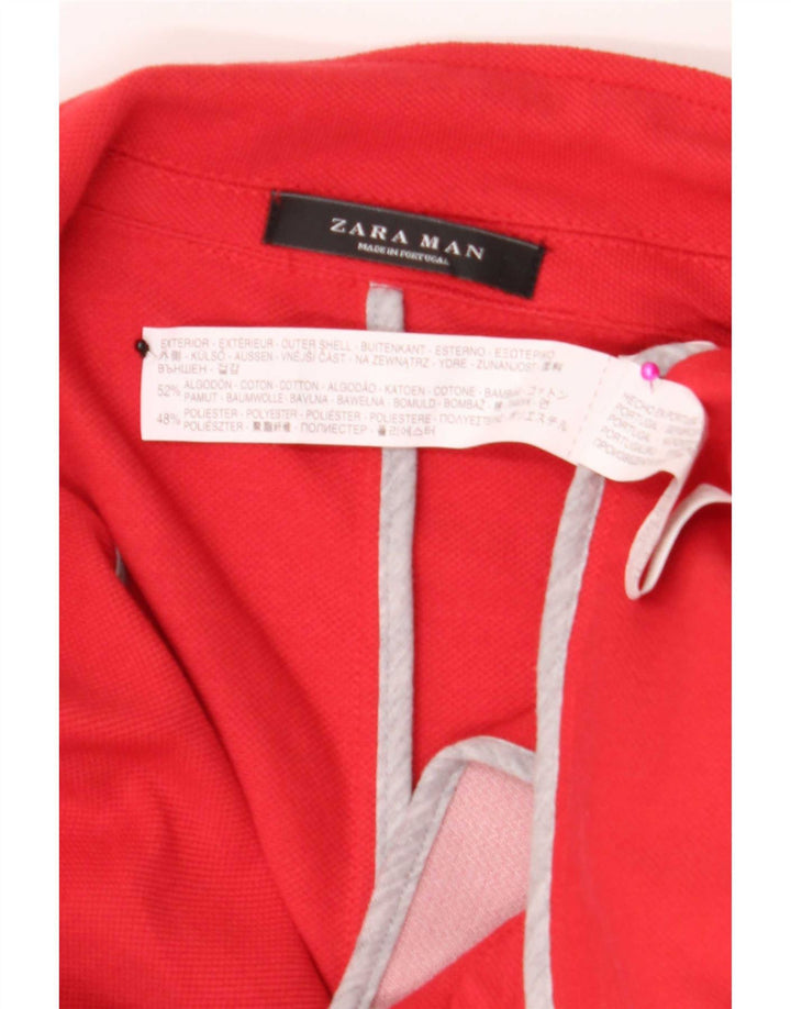 Zara Mens 2 Button Blazer Jacket UK 40 Large Red Cotton