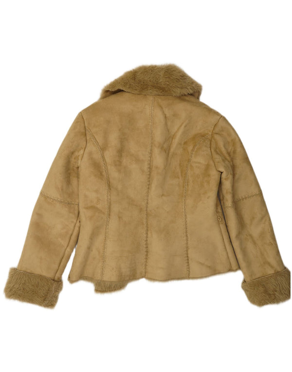 Benetton Womens Sherpa Jacket IT 46 Large Green Polyester