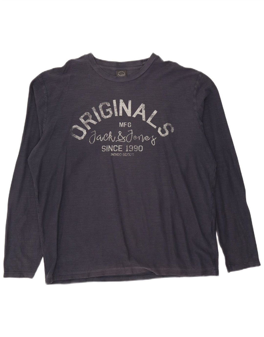 Jack & Jones Mens Graphic Top Long Sleeve XL Navy Blue Cotton