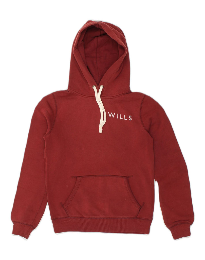 JACK WILLS Womens Classic Fit Graphic Hoodie Jumper  UK 6 XS Burgundy | Vintage Jack Wills | Thrift | Second-Hand Jack Wills | Used Clothing | Messina Hembry 