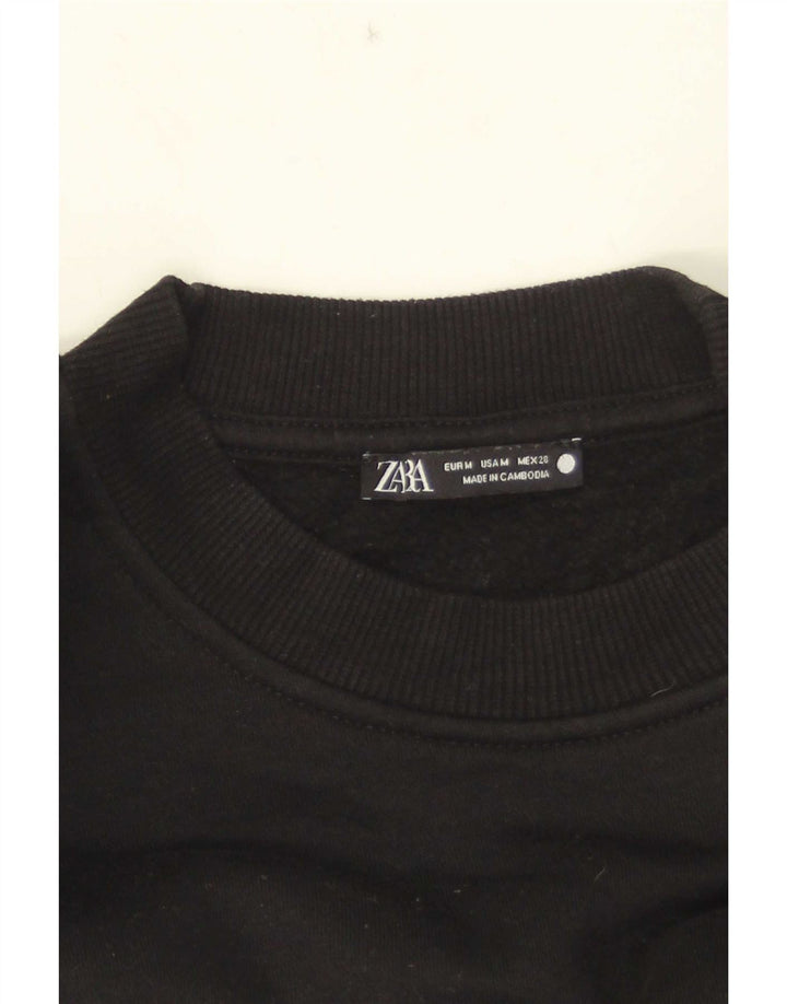 Zara Womens Crop Sweatshirt Jumper UK 14 Medium Black