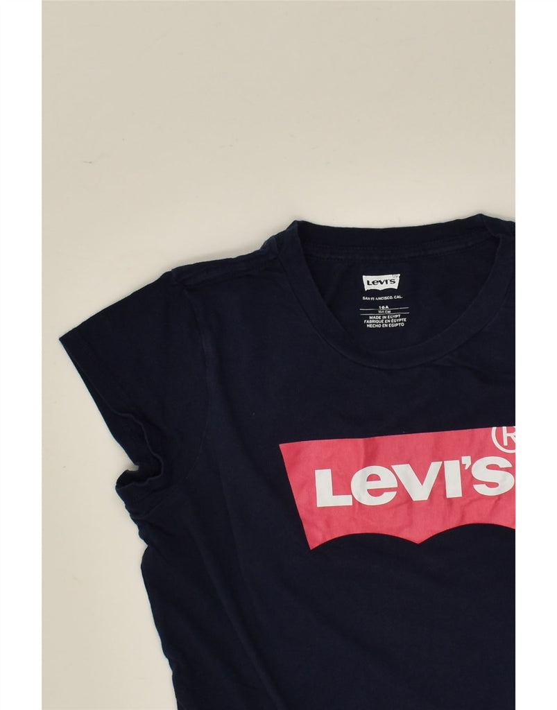 LEVI'S Girls Graphic T-Shirt Top 15-16 Years Navy Blue Cotton | Vintage Levi's | Thrift | Second-Hand Levi's | Used Clothing | Messina Hembry 