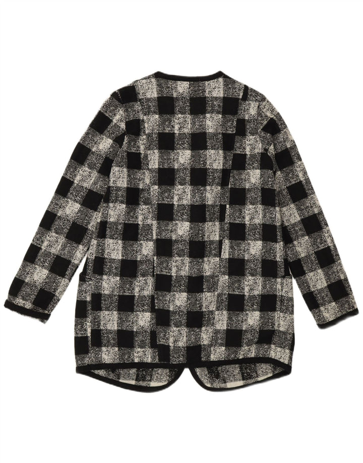 Sisley Womens Oversized Blazer Jacket UK 6 XS Black Gingham Acrylic