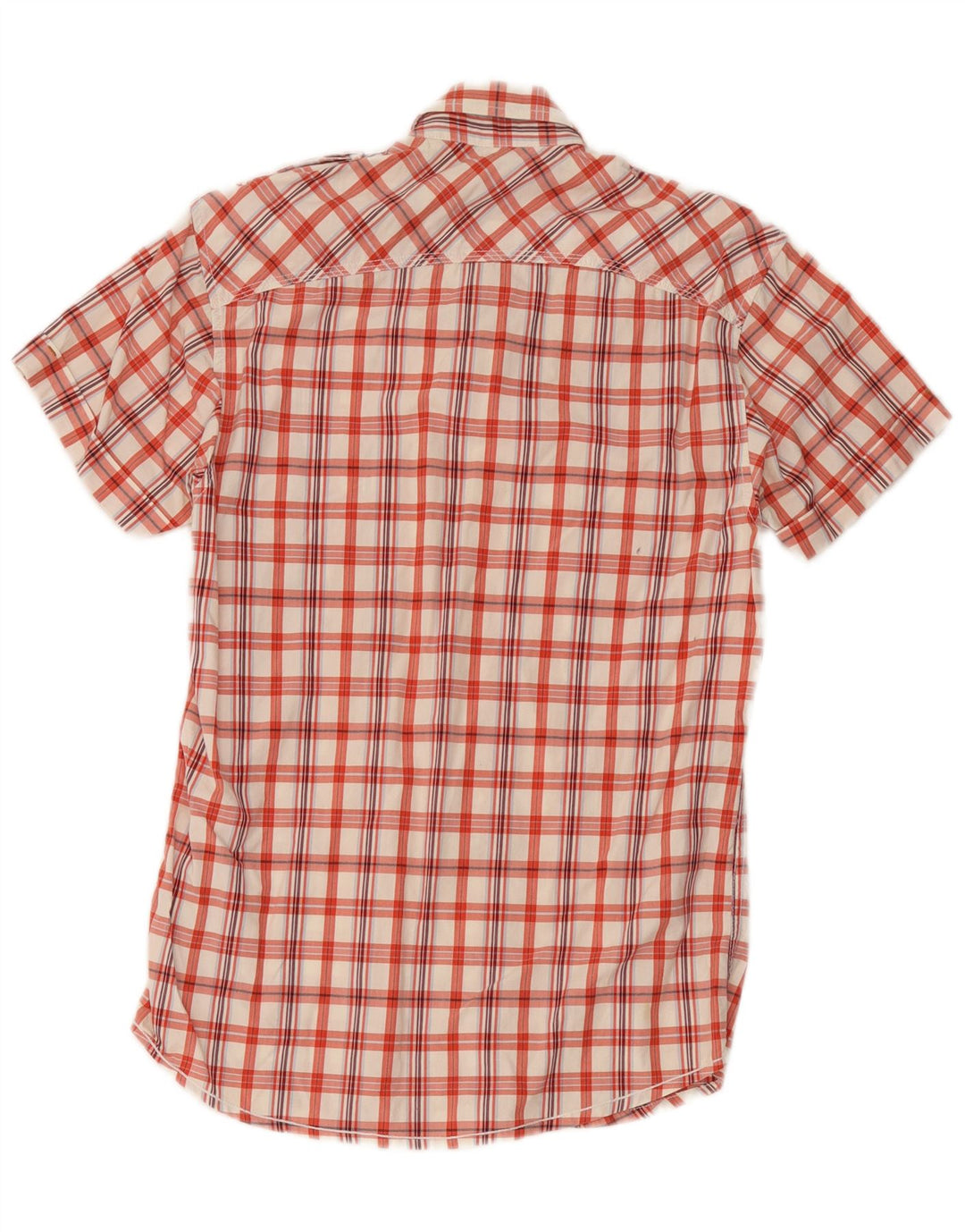 Jack & Jones Mens Short Sleeve Military Shirt Small Red Check Cotton