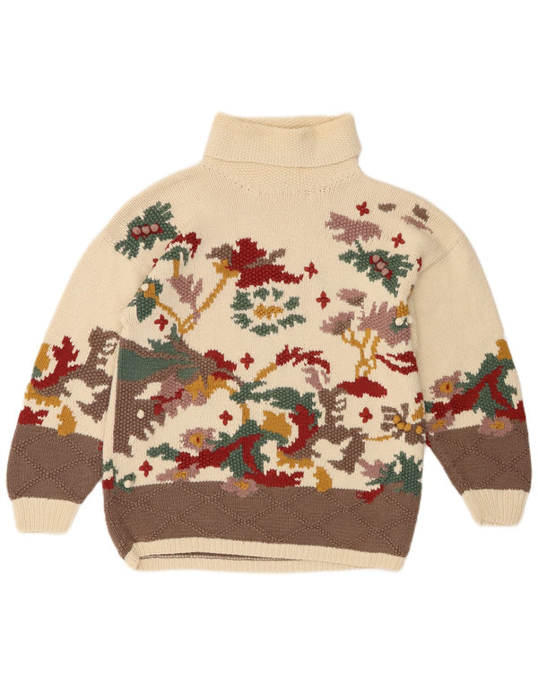 Genesis Womens Novelty Fit Roll Neck Jumper Sweater UK 16 Large Beige