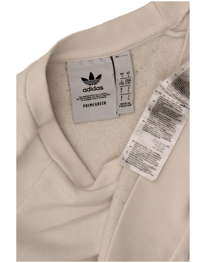 ADIDAS Mens Primegreen Sweatshirt Jumper Large White Cotton